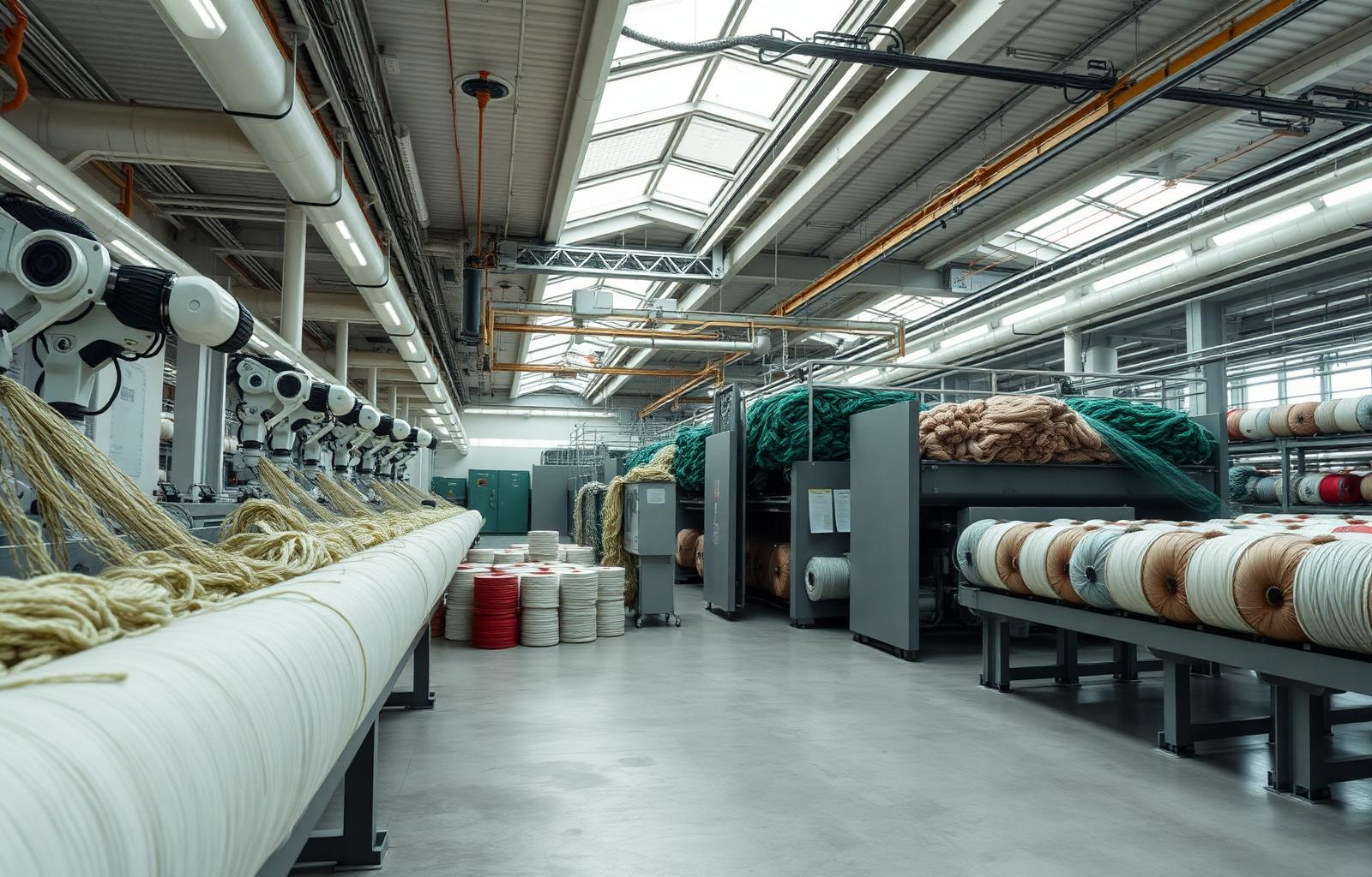 Automated textile recycling facility interior